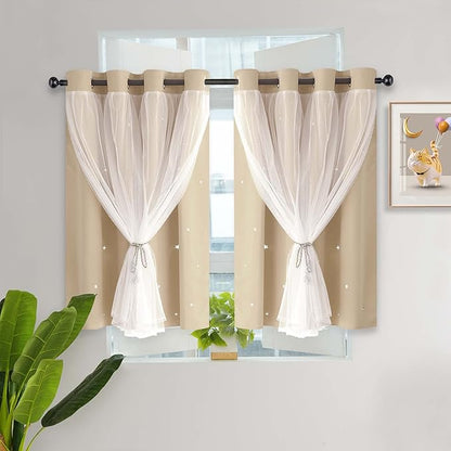 Kinryb Star Cut-Out Blackout Curtains Short Kids Curtains by Kinryb