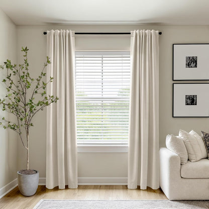 linen total blackout curtains for bedroom 84 inch showing dimensions