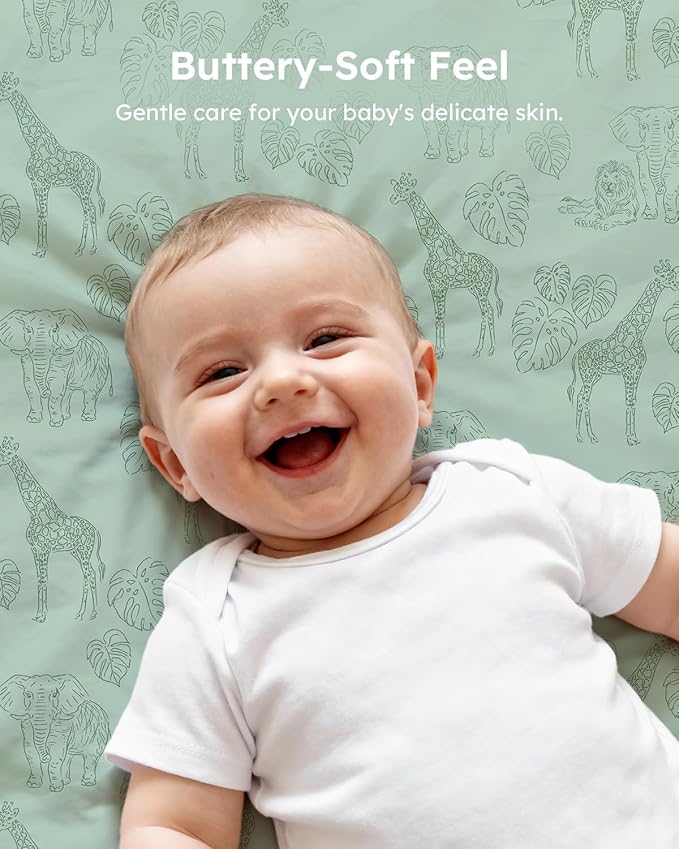 Baby Crib Sheets for Boys Girls, Breathable Soft Microfiber Baby Sheet Green & - Image 6