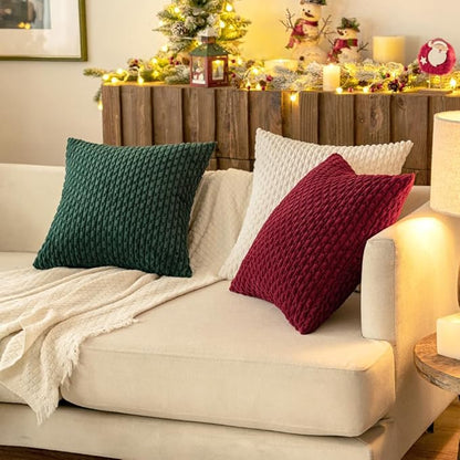 MIULEE Christmas Wine Red Throw Pillow Covers Soft Corduroy Decorative Set of 2 - Image 5