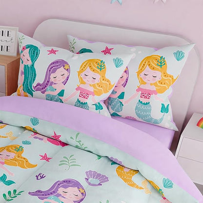 SANDJEST Mermaid Bedding Twin for Girls, Ultra Soft Microfiber Comforter Set - Image 5