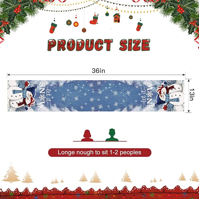OTOSTAR A Couple Snowman Let It Snow Christmas Table Runner, Xmas Seasonal - Image 5