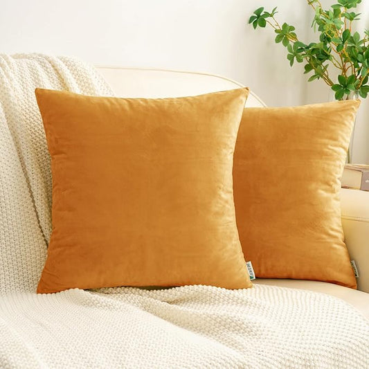 HWY 50 Orange Velvet Throw Pillow Covers 20x20 Inch by HWY50