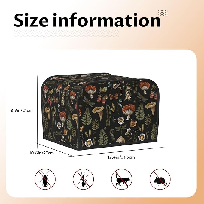 Vintage Witch Leaves Plant Mushroom 4 Slice Toaster Cover, Waterproof Toaster - Image 6
