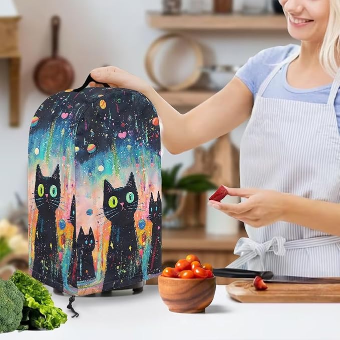 Vintage Black Cat Blender Dust Cover Food Processor Cover Coffee Machine - Image 3