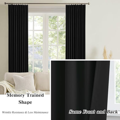 KEQIAOSUOCAI Short Pinch Pleated Blackout Curtains 54 Inch Long 2 Panels - Image 6