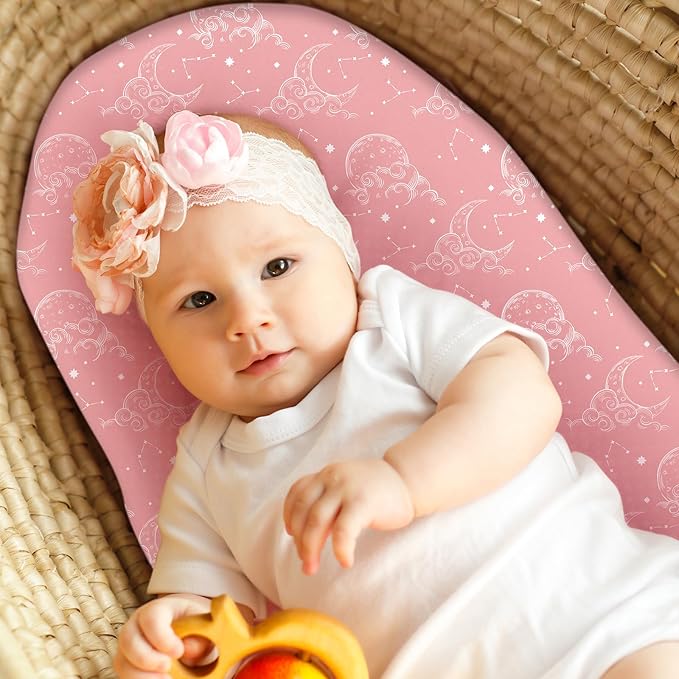 Baby Bassinet Sheets Girl Boy, Fitted Bassinet Sheet Set 3 Pack Bassinet - Image 2