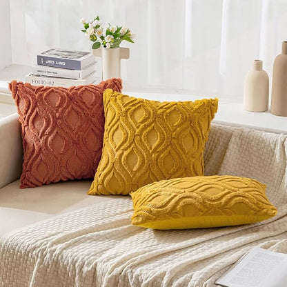 MIULEE Rust Fall Throw Pillow Covers 18x18 Inch, Soft Plush Faux Wool Solid - Image 4