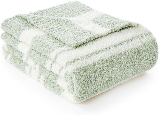 Snuggle Sac Stripe Sage Green Blanket Twin Size, Reversible Super Soft Warm Bed by SnuggleSac