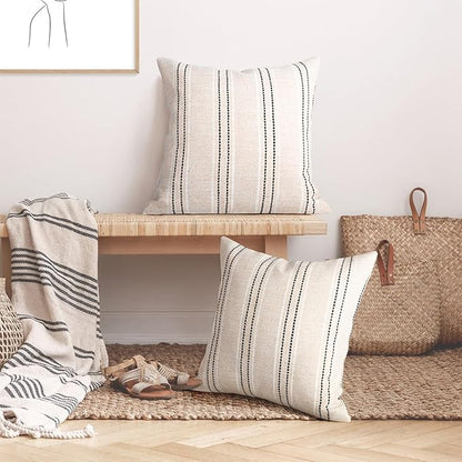 AELS 22x22 Decorative Farmhouse Linen Throw Pillow Covers, Boho Textured Pillow - Image 5