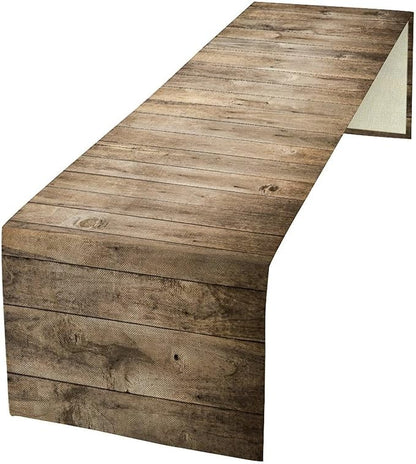 Rustic Wooden Table Runner Brown Barn Door Wood Board Western Vintage Farmhouse by ZhiRain