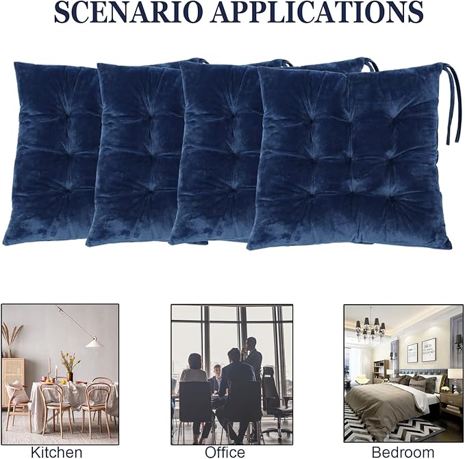 Set of 4 Square Chair Pads Indoor Seat Cushions Pillows - Image 5