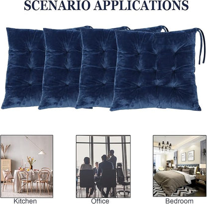 Set of 4 Square Chair Pads Indoor Seat Cushions Pillows - Image 5