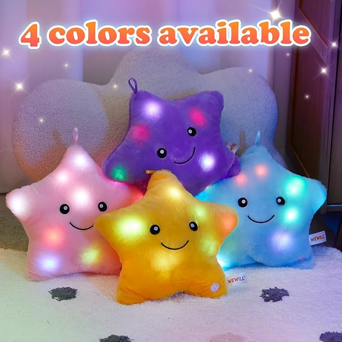 WEWILL 9'' LED Twinkle Star Soft Plush Pillow Toys Glowing Stuffed Star Light - Image 5