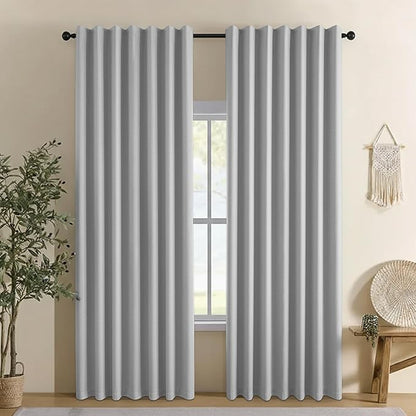 Linen 100% Blackout Curtains for Bedroom, Back Tab/Rod Pocket Room Darkening by CYCMACOHOME