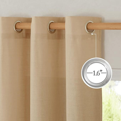 NICETOWN Linen Curtains for Windows 90 inch Long, Grommet Semi Sheer Vertical - Image 2