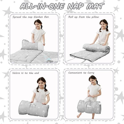 Toddler Nap Mat with Pillow and Blanket, Extra Large Rolled Napping Mats - Image 6