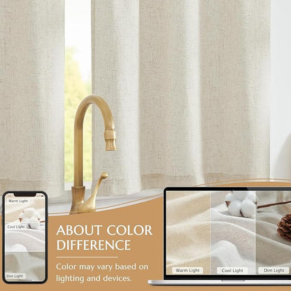 jinchan Linen Textured Tier Curtains 36 Inch - Image 9