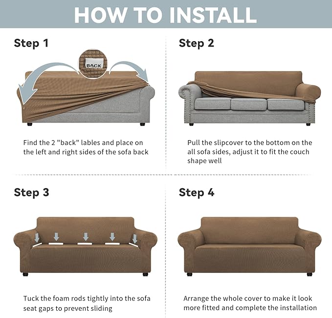 LURKA Stretch Oversized Sofa Slipcovers 1 Piece Couch Covers - Image 6