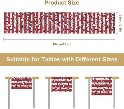 4th of July Table Runner, Vintage American Independence Day Stripes and Stars - Image 7