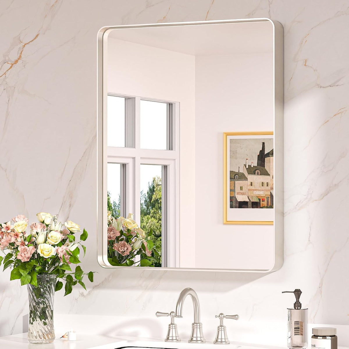 keonjinn 24 x 30 inch brushed nickel bathroom, main product view