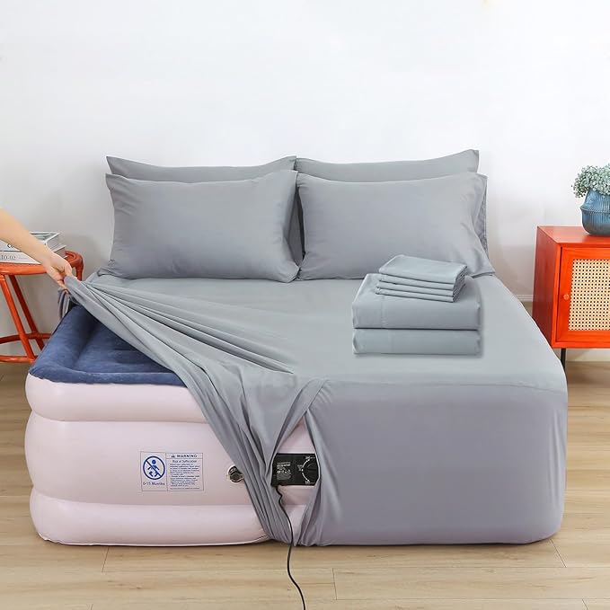 Air Mattress Sheet Set Full Size, 6 Piece Deep Pocket Bed Sheet Set by Bedecor