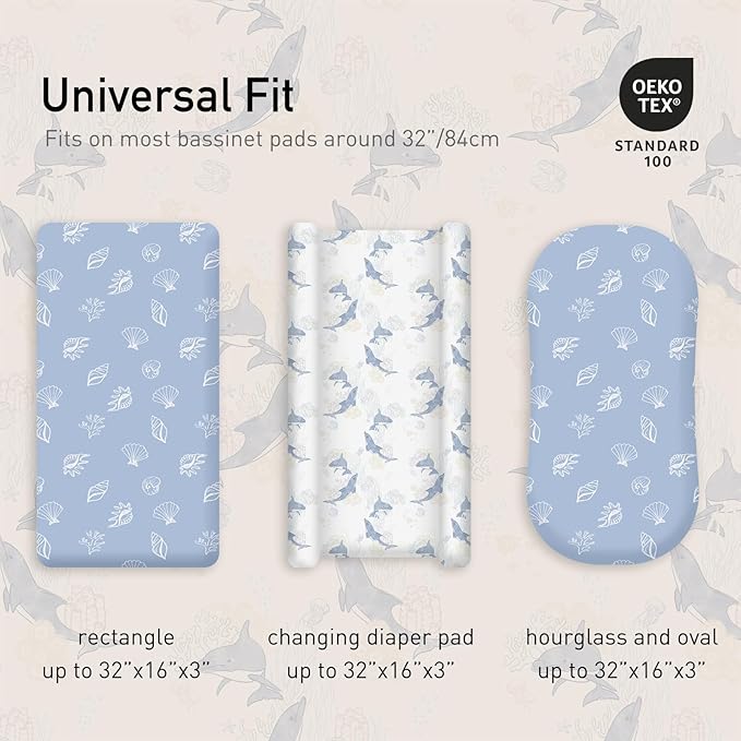 Gllquen Baby Bassinet Sheets Set 2-Pack, Breathable Cozy Bassinet Fitted Sheet - Image 3