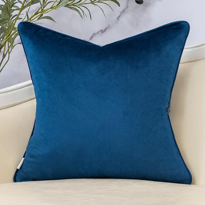 Yangest Blue Leaf Square Pillow Cover Cut Velvet Cushion Cover Luxury Modern - Image 2