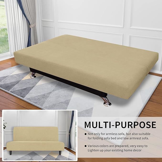 Easy-Going Stretch Futon Slipcover Armless Futon Bed Cover Furniture Protector - Image 4