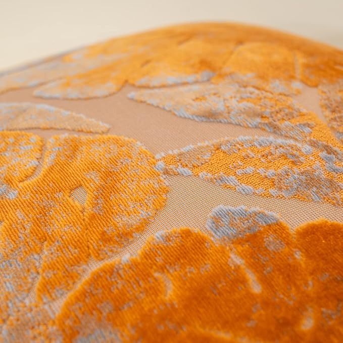 Yangest Orange Leaf Rectangle Pillow Cover Cut Velvet Cushion Cover Luxury - Image 3