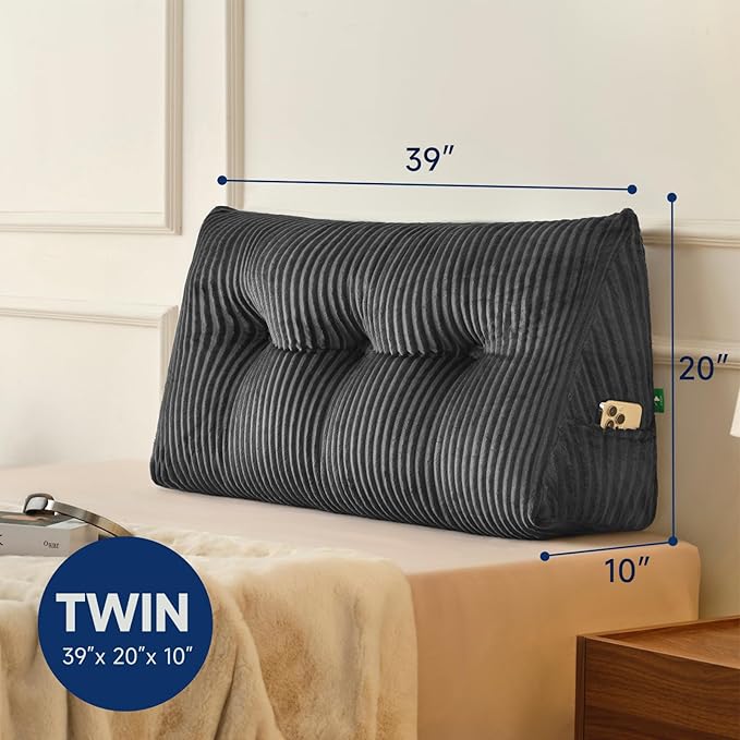 Z-hom Twin Headboard Pillow, Triangular Wedge Reading Pillow - Image 3