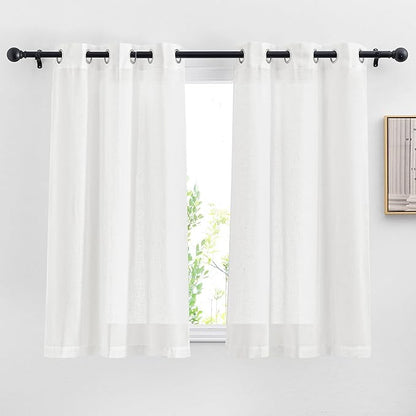 NICETOWN White Linen Kitchen Curtains 54 inches Long, Grommet Short Curtains & by NICETOWN