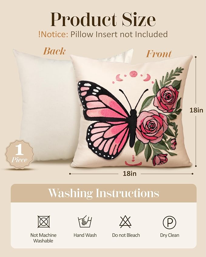 Embroidered Throw Pillow Covers 18x18 Inch - Image 4