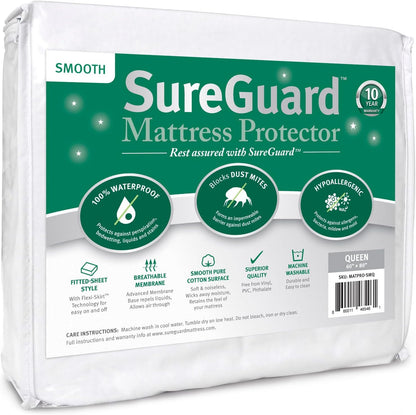 sureguard queen size mattress protector - 100% waterproof, main product view