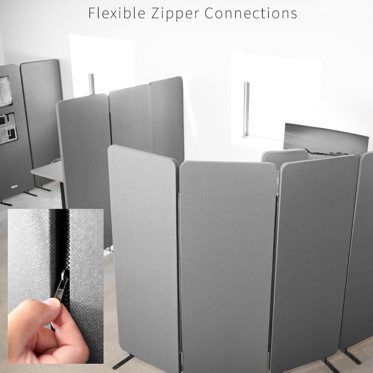 vivo gray freestanding 72 x 66 in privacy, front angle view
