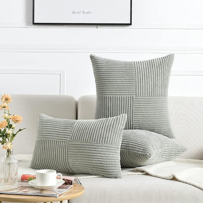 Fancy Homi 2 Packs Grey Long Lumbar Decorative Throw Pillow Covers 16x24 Inch - Image 6