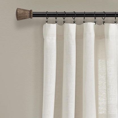 Lush Decor Linen Button Window Curtain Panel, Off White - Image 2