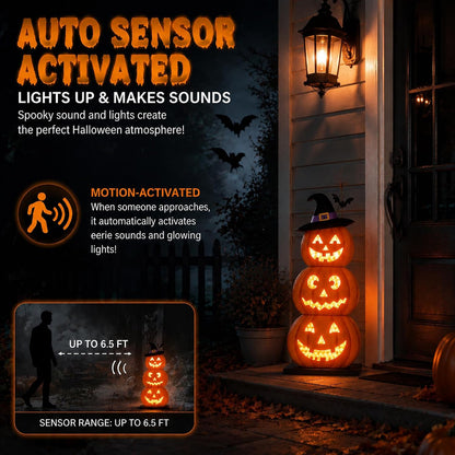 Halloween Decorations LED Light Up Pumpkin Decor Spooky Sound Porch Sign