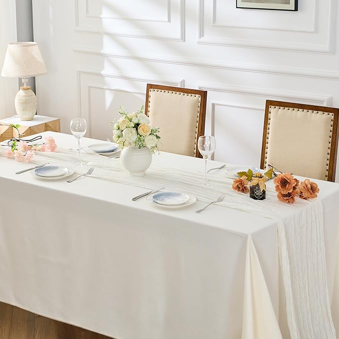 BALCONY & FALCON 2 Pack White Cheesecloth Table Runner 10FT 120 Inch Rustic & - Image 2