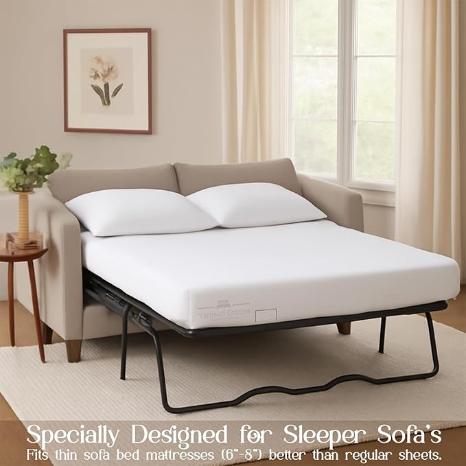 Sleeper Sofa 4 Piece Bed Sheet Set Premium Quality 100% Cotton 500 Thread Count - Image 3
