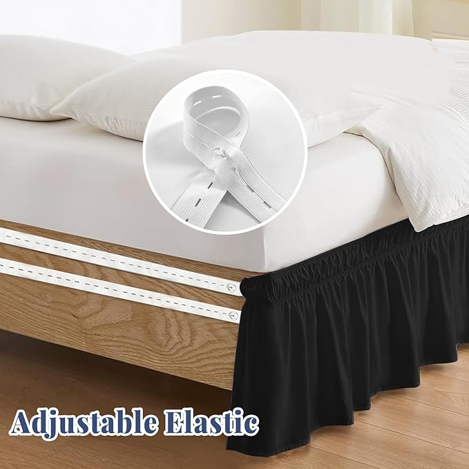 King Bed Skirt, Elastic Wrap Around Bed Skirt King Size, Bed Skirts - Image 4