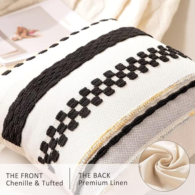 Boho Throw Pillow Covers 18x18 Set of 2 Farmhouse Decorative Cushion Case - Image 2