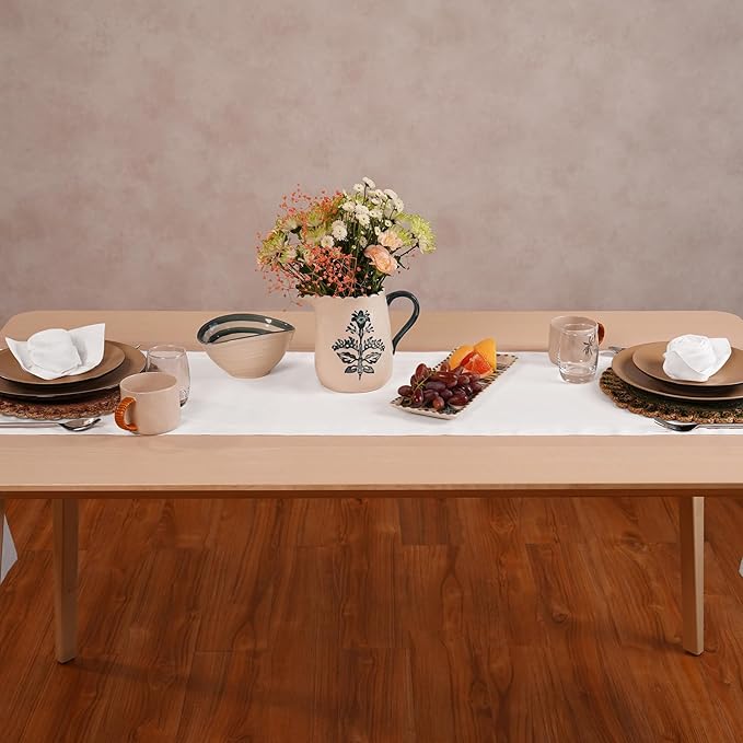 Home Ekaa White Cotton Linen Placemats Set of 4 – Washable Hemstitch Cloth - Image 4