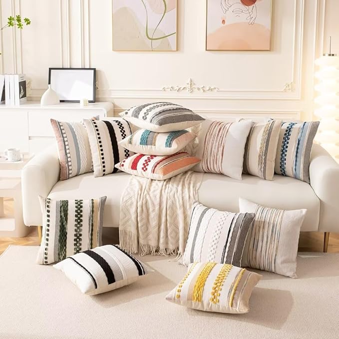 Boho Throw Pillow Covers 18x18 Set of 2 Christmas Decorative Cushion Case - Image 6