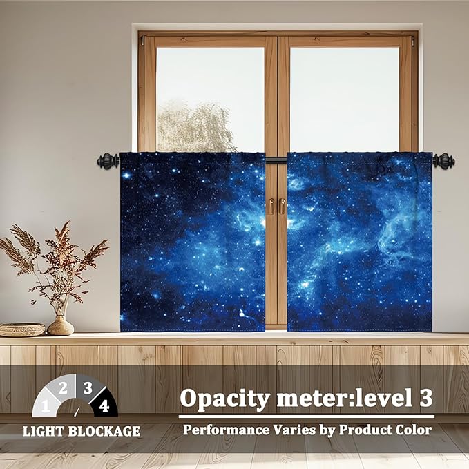 Renaiss 26 x 24 Inch Galaxy Short Cafe Tier Curtains Small Window Treatment - Image 3