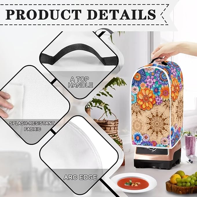 Boho Mandala Floral Blender Cover Toaster Cover Washable Dust Cover Dustproof - Image 3