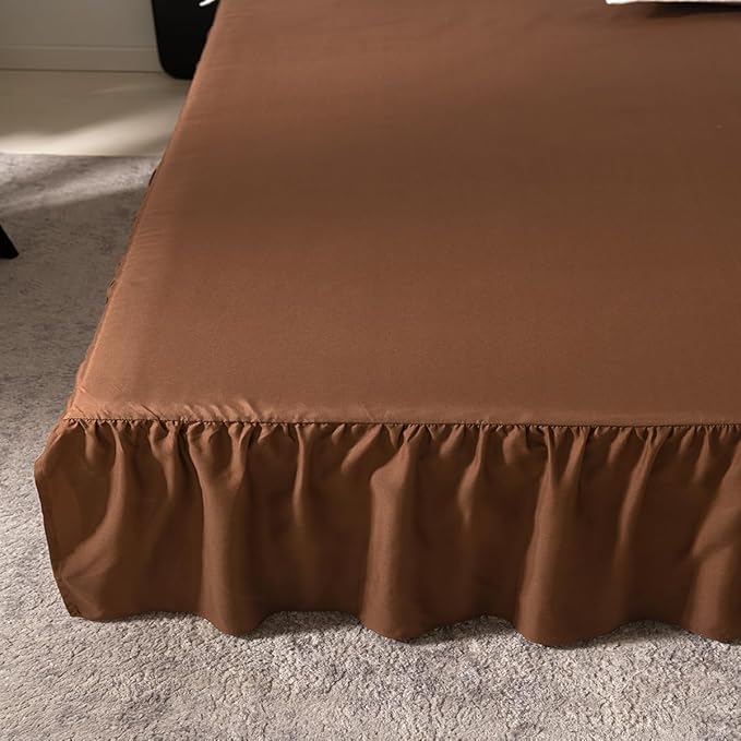 Brown Bed Skirt Twin Size Ruffled Bed Skirt - Image 5