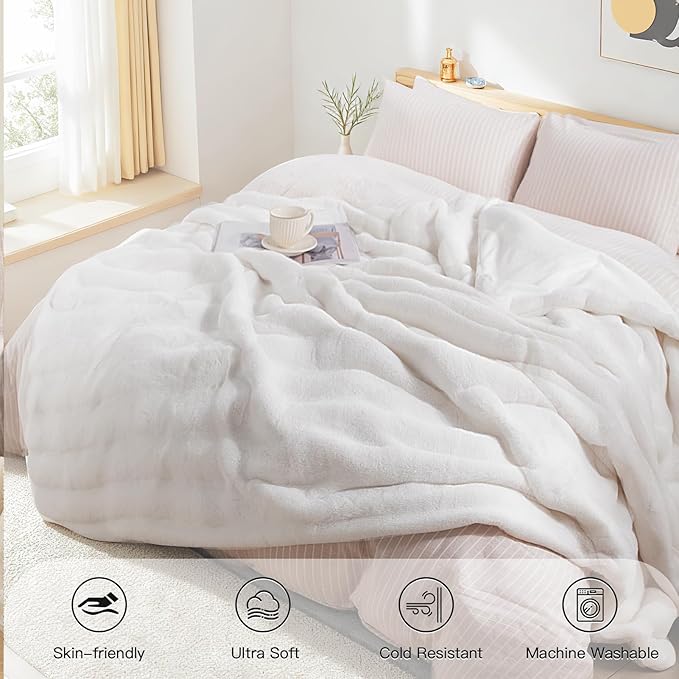 NEXHOME PRO Faux Fur Throw Blanket, Ultra Soft Cozy Warm Fuzzy Fluffy Plush - Image 7