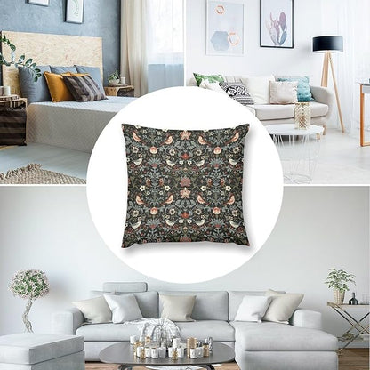 William Morris Floral Original Throw Pillow Covers Boho Chic Retro Floral Bird - Image 7