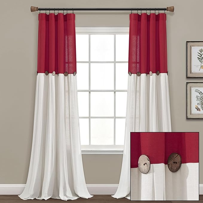 Lush Decor Linen Button Window Curtain Panel, Bedroom & Dining Room - Image 6